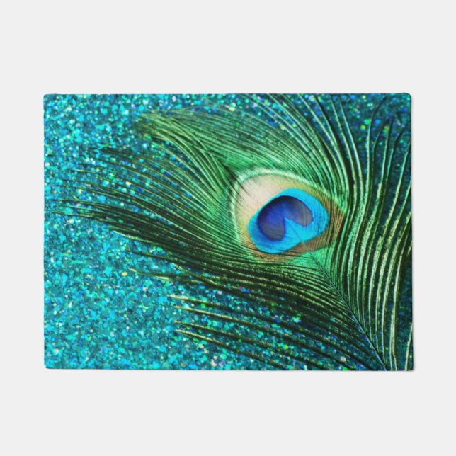 Felpudo Pavo real acuático único (Anverso)