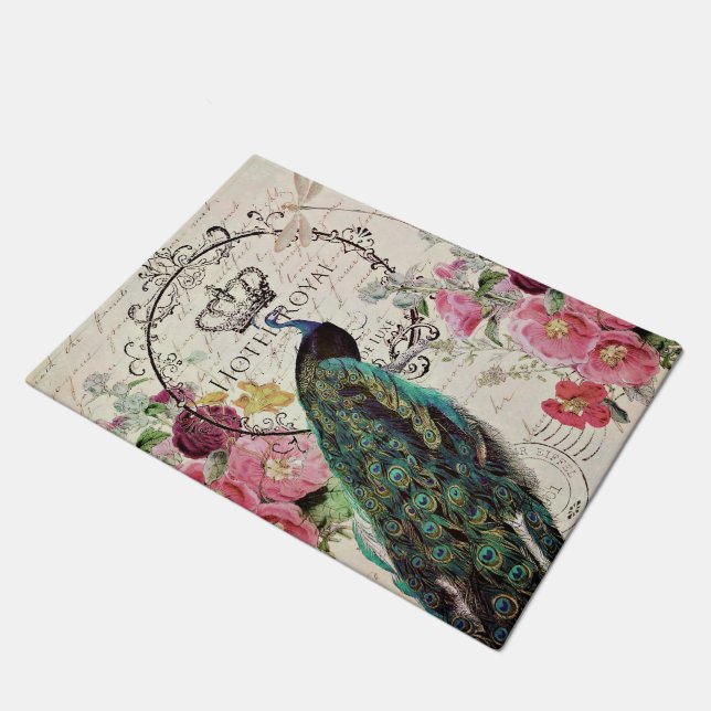 Felpudo Pavo y flores de primavera (Angular)