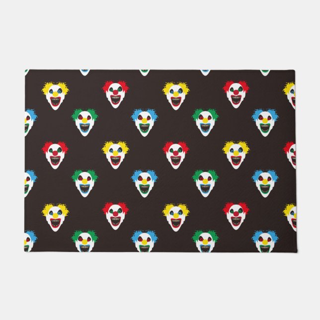 Felpudo Payaso malvado de Halloween enfrenta patrón Hallow (Anverso)