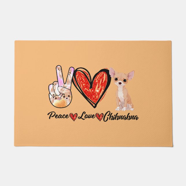 Felpudo paz amor chihuahua perro mamá chihuahua amantes mo (Anverso)