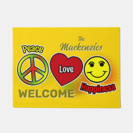 Felpudo Paz Amor Felicidad Símbolos FAMILIA Nombre AMARILL