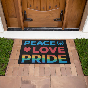 Felpudo Paz Amor Orgullo Arcoíris Orgullo Gay Negro