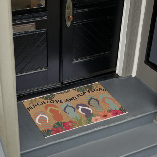 Felpudo Paz Amor Y Flip Flops Doormat, Beach House Mat