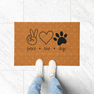 Felpudo Peace Hand Love Heart Dogs Paw Cute Home