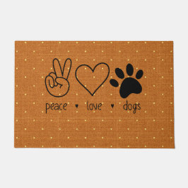 Felpudo Peace Hand Love Heart Dogs Paw Cute Home