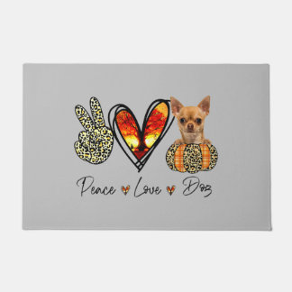 Felpudo Peace Love Chihuahua Scarf Leopard Autumn Thanksgi