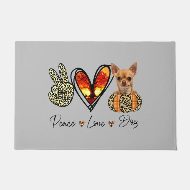 Felpudo Peace Love Chihuahua Scarf Leopard Autumn Thanksgi (Anverso)