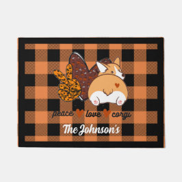 Felpudo Peace Love Corgi Door Mat
