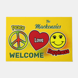 Felpudo Peace Love Happiness Family