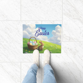 Felpudo Peaceful Easter Spring Meadow Bunny & Egg Basket