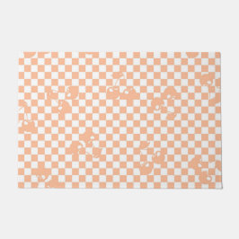 Felpudo Peach Fuzz Cherry Gingham Pattern
