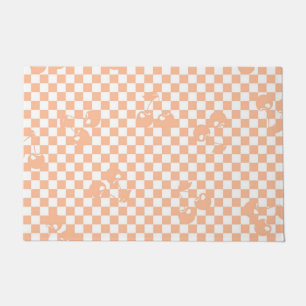 Felpudo Peach Fuzz Cherry Gingham Pattern