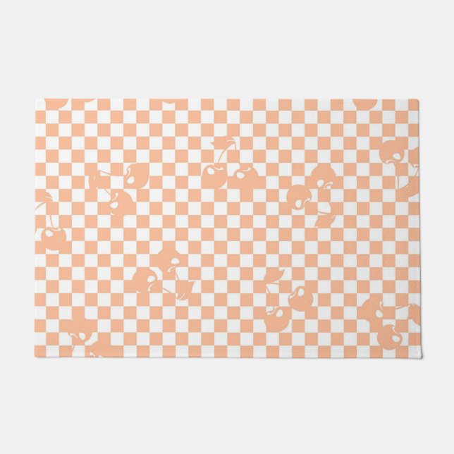 Felpudo Peach Fuzz Cherry Gingham Pattern (Anverso)