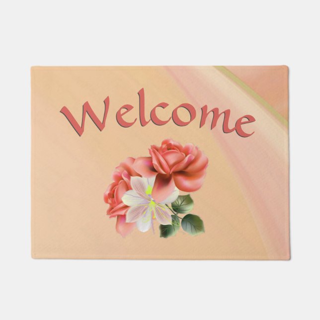 Felpudo Peach Peonies y Ghost Orchid (Anverso)