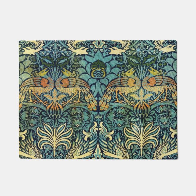 Felpudo Peacock Y Dragón William Morris (Anverso)