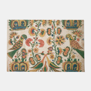 Felpudo Peacocks and Parrots Vintage Art Rug