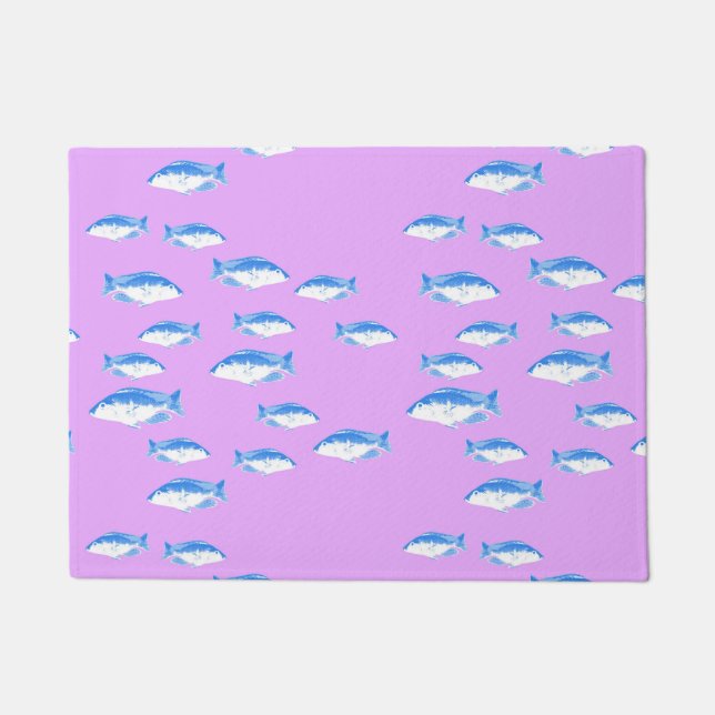 Felpudo Peces azules en lila (Anverso)