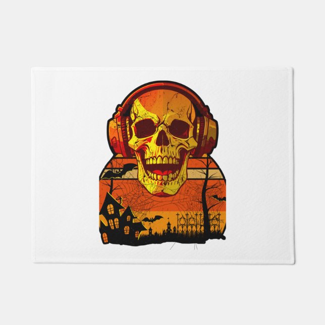 Felpudo Pegatina del cráneo Retro Hallowen (Anverso)