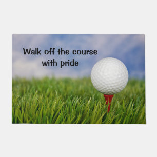 Felpudo Pelota de golf en la cola roja con cita