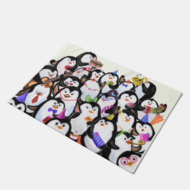 Felpudo Penguin Doormat Happy Penguins Fiesta (Angular)