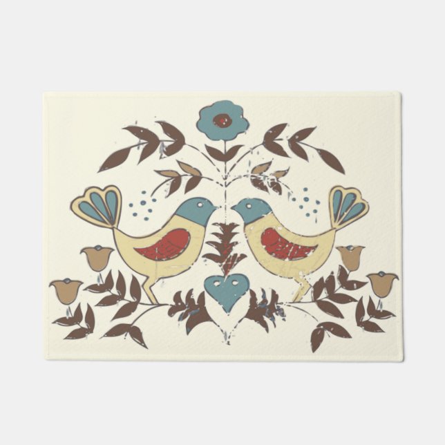 Felpudo Pennsylvania Dutch Amish Hex Rótulo Bird Americana (Anverso)