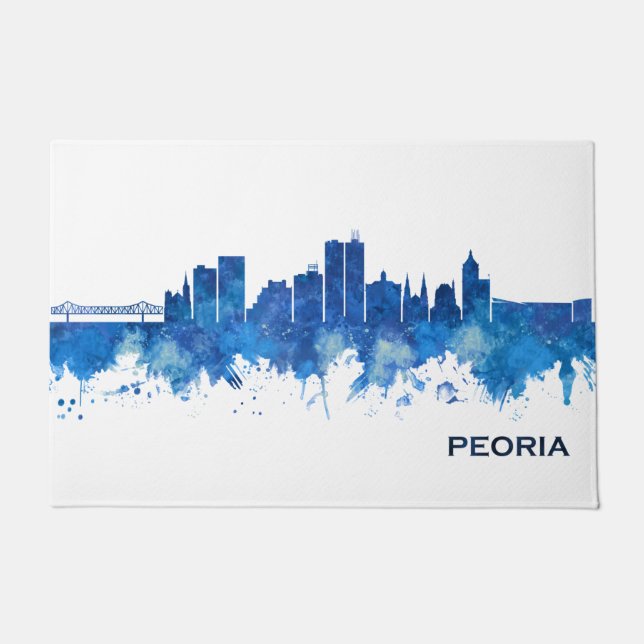 Felpudo Peoria Illinois Skyline Blue (Anverso)
