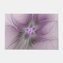 Felpudo Pequeña belleza arte floral fractal moderno gris m
