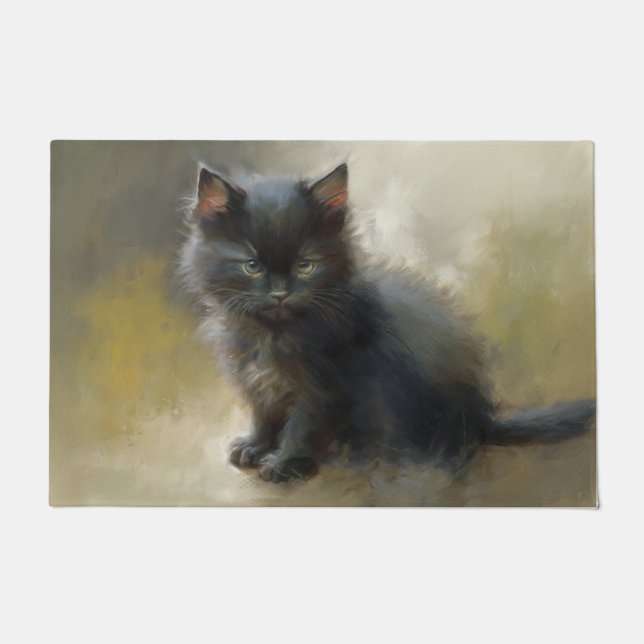 Felpudo Pequeño Gatito Negro Sombra (Anverso)