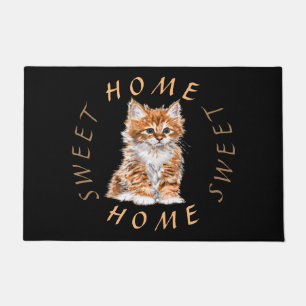 Felpudo Pequeño gato Doormat Home Sweet Home Text