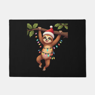 Felpudo Perezoso de Luces de Navidad con Sombrero de Navid