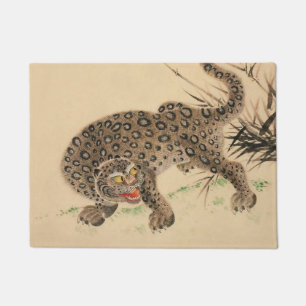 Felpudo Pergamino japonés antiguo del leopardo manchado