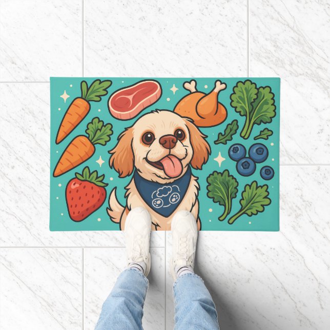 Felpudo Perrito Adorable Rodeado de Alimentos Integrales F (Interior)