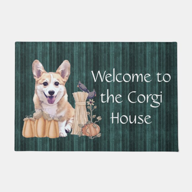Felpudo Perrito del Corgi en otoño (Anverso)