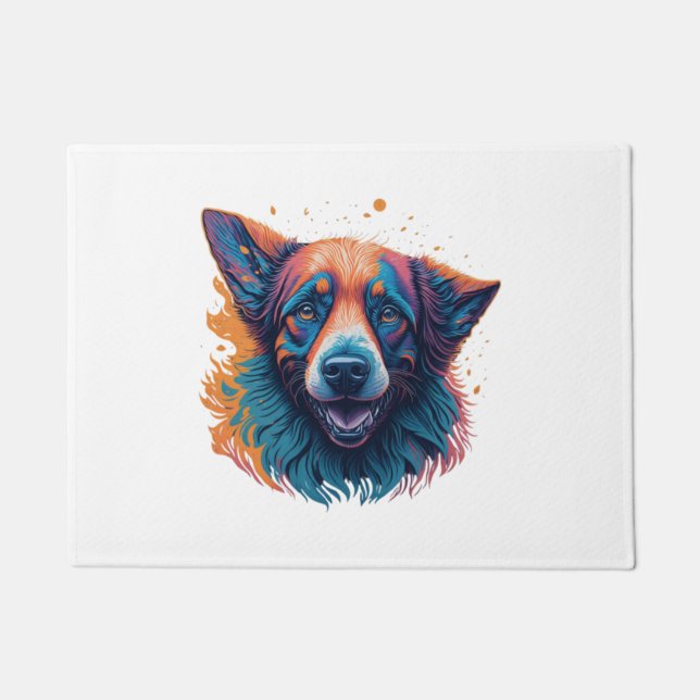 Felpudo Perro adorable colorido (Anverso)