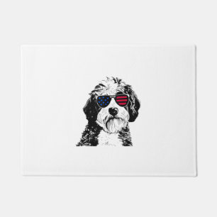 Felpudo Perro Aussiedoodle 4 de julio Bandera de Estados U