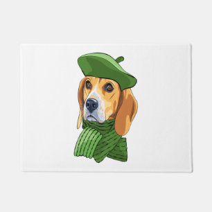 Felpudo Perro Beagle con boina francesa verde