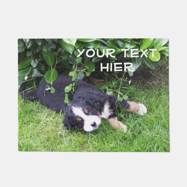 Felpudo perro bebé gracioso y tu texto (Anverso)
