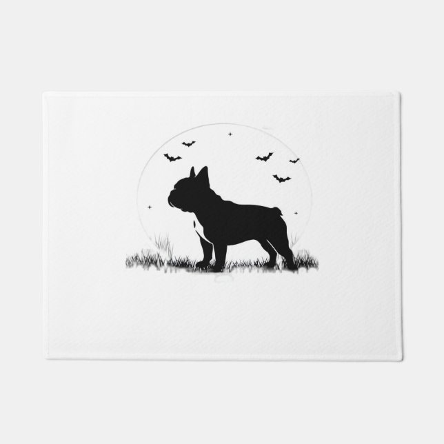 Felpudo Perro Bulldog francés - Halloween Moon Silhouette  (Anverso)