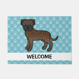 Felpudo Perro Bullmastiff Atigrado de Dibujos Animados con
