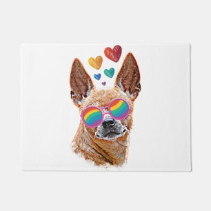 Felpudo Perro chihuahua con El día de San Valentín cardíac