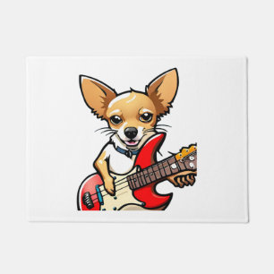 Felpudo Perro chihuahua tocando la guitarra eléctrica. Vec