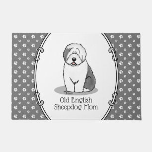 Felpudo Perro Cute OES Mamá Sheepdog Inglés Viejo (Gris 1)