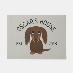 Felpudo Perro Dachshund Chocolate con pelo largo personali