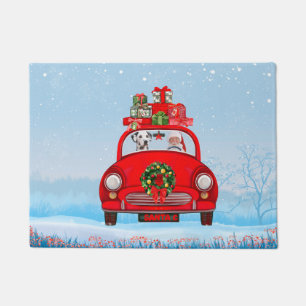 Felpudo Perro Dalmatiano En Coche Con Santa Claus