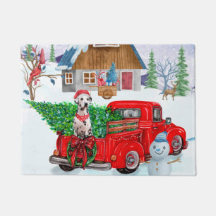 Felpudo Perro Dalmatiano En Nieve De Camión De Entrega De