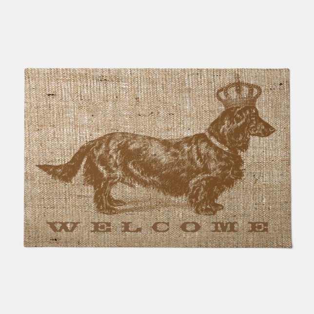 Felpudo Perro de Daschund de larga duración con cosecha (Anverso)