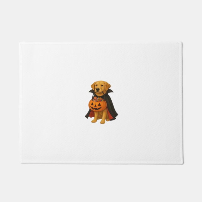 Felpudo Perro de Halloween con calabaza (Anverso)