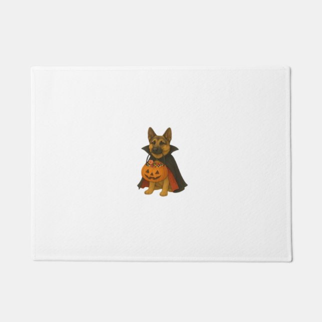 Felpudo Perro de Halloween en Bulldog alemán vestido de va (Anverso)