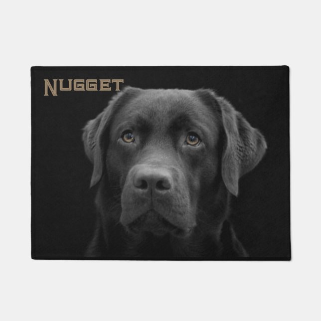 Felpudo Perro de Labrador Negro con nombre (Anverso)