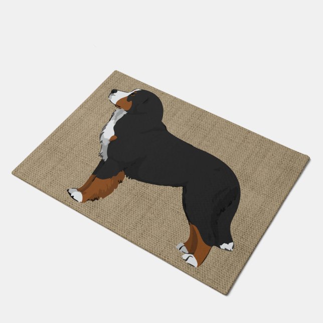 Felpudo Perro de montaña de Bernese Tan Burlap (Angular)